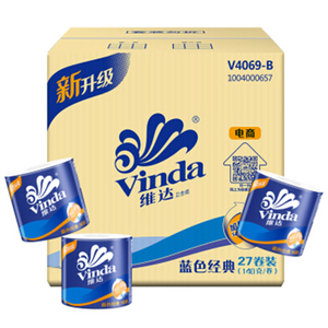 维达(Vinda) 卷纸 蓝色经典3层140g卫生纸27卷(整箱销售)